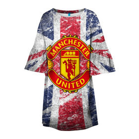 Детское платье 3D с принтом British Manchester United в Кировске, 100% полиэстер | прямой силуэт, чуть расширенный к низу. Круглая горловина, на рукавах — воланы | british | manchester united | mu | игра | манчестер | манчестер юнайтед | мю | флаг британии | футбол | эмблема мю