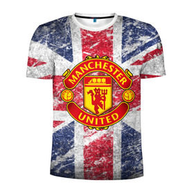 Мужская футболка 3D спортивная с принтом British Manchester United в Кировске, 100% полиэстер с улучшенными характеристиками | приталенный силуэт, круглая горловина, широкие плечи, сужается к линии бедра | british | manchester united | mu | игра | манчестер | манчестер юнайтед | мю | флаг британии | футбол | эмблема мю