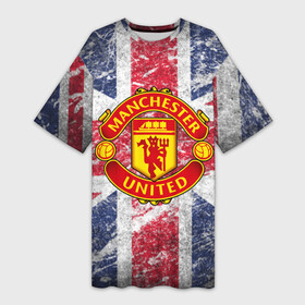 Платье-футболка 3D с принтом British Manchester United в Кировске,  |  | british | manchester united | mu | игра | манчестер | манчестер юнайтед | мю | флаг британии | футбол | эмблема мю