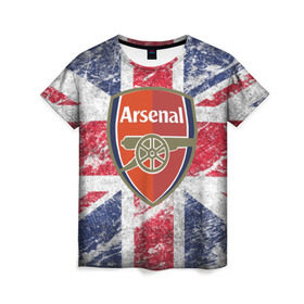 Женская футболка 3D с принтом British Arsenal в Кировске, 100% полиэфир ( синтетическое хлопкоподобное полотно) | прямой крой, круглый вырез горловины, длина до линии бедер | арсена | британский флаг | эмблема