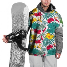 Накидка на куртку 3D с принтом Тропический узор в Кировске, 100% полиэстер |  | flower | тропики | тропический p | цветочки | цветы