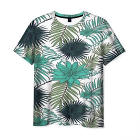 Мужская футболка 3D с принтом Tropical в Кировске, 100% полиэфир | прямой крой, круглый вырез горловины, длина до линии бедер | flower | тропики | тропический | цветы