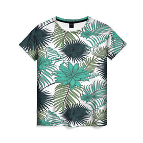 Женская футболка 3D с принтом Tropical в Кировске, 100% полиэфир ( синтетическое хлопкоподобное полотно) | прямой крой, круглый вырез горловины, длина до линии бедер | flower | тропики | тропический | цветы