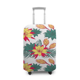 Чехол для чемодана 3D с принтом Tropical Pattern в Кировске, 86% полиэфир, 14% спандекс | двустороннее нанесение принта, прорези для ручек и колес | flower | поле | тропики | тропический | цветочки | цветы