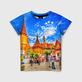 Детская футболка 3D с принтом Таиланд в Кировске, 100% гипоаллергенный полиэфир | прямой крой, круглый вырез горловины, длина до линии бедер, чуть спущенное плечо, ткань немного тянется | architecture | bangkok | clouds | landmark | people | sky | temple of the emerald buddha | thailand | tourism | архитектура | бангкок | достопримечательность | люди | небо | облака | таиланд | туризм | храм изумрудного будды