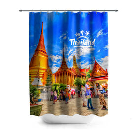 Штора 3D для ванной с принтом Таиланд в Кировске, 100% полиэстер | плотность материала — 100 г/м2. Стандартный размер — 146 см х 180 см. По верхнему краю — пластиковые люверсы для креплений. В комплекте 10 пластиковых колец | architecture | bangkok | clouds | landmark | people | sky | temple of the emerald buddha | thailand | tourism | архитектура | бангкок | достопримечательность | люди | небо | облака | таиланд | туризм | храм изумрудного будды