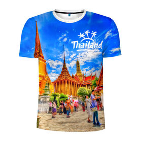 Мужская футболка 3D спортивная с принтом Таиланд в Кировске, 100% полиэстер с улучшенными характеристиками | приталенный силуэт, круглая горловина, широкие плечи, сужается к линии бедра | architecture | bangkok | clouds | landmark | people | sky | temple of the emerald buddha | thailand | tourism | архитектура | бангкок | достопримечательность | люди | небо | облака | таиланд | туризм | храм изумрудного будды