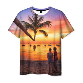 Мужская футболка 3D с принтом Таиланд в Кировске, 100% полиэфир | прямой крой, круглый вырез горловины, длина до линии бедер | beach | clouds | love | palm tree | people | sea | sky | sunset | thailand | tourism | закат | любовь | люди | море | небо | облака | пальма | пляж | таиланд | туризм