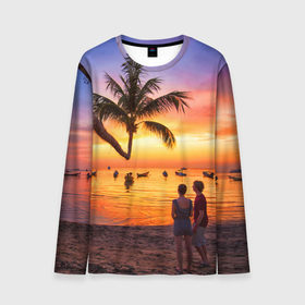 Мужской лонгслив 3D с принтом Таиланд в Кировске, 100% полиэстер | длинные рукава, круглый вырез горловины, полуприлегающий силуэт | Тематика изображения на принте: beach | clouds | love | palm tree | people | sea | sky | sunset | thailand | tourism | закат | любовь | люди | море | небо | облака | пальма | пляж | таиланд | туризм