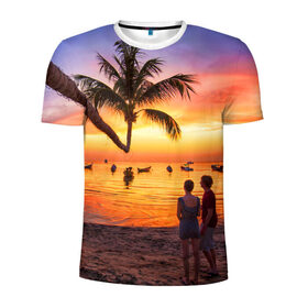 Мужская футболка 3D спортивная с принтом Таиланд в Кировске, 100% полиэстер с улучшенными характеристиками | приталенный силуэт, круглая горловина, широкие плечи, сужается к линии бедра | beach | clouds | love | palm tree | people | sea | sky | sunset | thailand | tourism | закат | любовь | люди | море | небо | облака | пальма | пляж | таиланд | туризм
