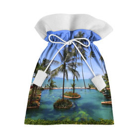 Подарочный 3D мешок с принтом Таиланд в Кировске, 100% полиэстер | Размер: 29*39 см | clouds | hiking | sea | sky | swimming pool | thailand | trees | бассейн | море | небо | облака | пальмы | таиланд | туризм