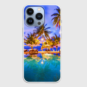 Чехол для iPhone 13 Pro с принтом Таиланд в Кировске,  |  | clouds | pool | reflection | sea | sky | sunset | thailand | tourism | trees | water | бассейн | вода | закат | море | небо | облака | отражение | пальмы | таиланд | туризм