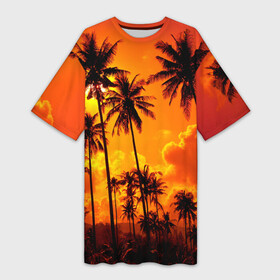 Платье-футболка 3D с принтом Таиланд в Кировске,  |  | clouds | nature | palms | sky | sunset | thailand | tourism | закат | небо | облака | пальмы | природа | таиланд | туризм