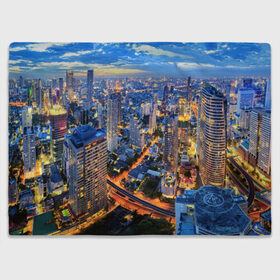 Плед 3D с принтом Таиланд в Кировске, 100% полиэстер | закругленные углы, все края обработаны. Ткань не мнется и не растягивается | architecture | bangkok | city | lights | night | sky | skyscrapers | sunset | thailand | архитектура | бангкок | город | закат | небо | ночь | огни | таиланд