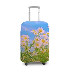 Чехол для чемодана 3D с принтом Ромашка в Кировске, 86% полиэфир, 14% спандекс | двустороннее нанесение принта, прорези для ручек и колес | flower | лето | полевой цветок | цветочки | цветы