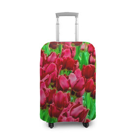 Чехол для чемодана 3D с принтом Поле цветов в Кировске, 86% полиэфир, 14% спандекс | двустороннее нанесение принта, прорези для ручек и колес | flower | весна | красные | цветочки | цветы