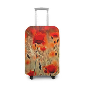 Чехол для чемодана 3D с принтом Маковое поле в Кировске, 86% полиэфир, 14% спандекс | двустороннее нанесение принта, прорези для ручек и колес | flower | красные | лето | поле | полевой цветок | цветочки | цветы