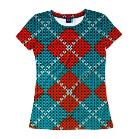 Женская футболка 3D с принтом Knitting pattern в Кировске, 100% полиэфир ( синтетическое хлопкоподобное полотно) | прямой крой, круглый вырез горловины, длина до линии бедер | вязаный | рождество | свитер | текстура