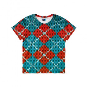 Детская футболка 3D с принтом Knitting pattern в Кировске, 100% гипоаллергенный полиэфир | прямой крой, круглый вырез горловины, длина до линии бедер, чуть спущенное плечо, ткань немного тянется | Тематика изображения на принте: вязаный | рождество | свитер | текстура