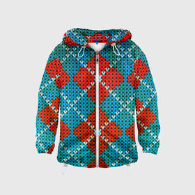 Детская ветровка 3D с принтом Knitting pattern в Кировске, 100% полиэстер | подол и капюшон оформлены резинкой с фиксаторами, по бокам два кармана без застежек, один потайной карман на груди | вязаный | рождество | свитер | текстура