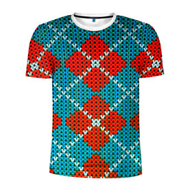 Мужская футболка 3D спортивная с принтом Knitting pattern в Кировске, 100% полиэстер с улучшенными характеристиками | приталенный силуэт, круглая горловина, широкие плечи, сужается к линии бедра | вязаный | рождество | свитер | текстура