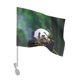 Флаг для автомобиля с принтом Панда на ветке в Кировске, 100% полиэстер | Размер: 30*21 см | животные | лес | медведь | медвежонок | панда | природа