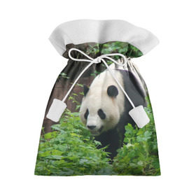 Подарочный 3D мешок с принтом Панда в лесу в Кировске, 100% полиэстер | Размер: 29*39 см | Тематика изображения на принте: животные | лес | медведь | медвежонок | панда | природа