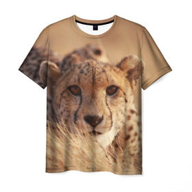 Мужская футболка 3D с принтом Гепард в Кировске, 100% полиэфир | прямой крой, круглый вырез горловины, длина до линии бедер | амурский | гепард | животные | зверь | киса | кот | котенок | кошка | лев | леопард | пума | рысь | серый | тигр | тигренок | хищник