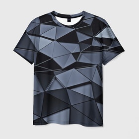 Мужская футболка 3D с принтом Abstract Gray в Кировске, 100% полиэфир | прямой крой, круглый вырез горловины, длина до линии бедер | абстракция | бумага | геометрия | грани | изгиб | линии | полигоны | полосы | постель | розовый | сочетания | текстура | треугольники