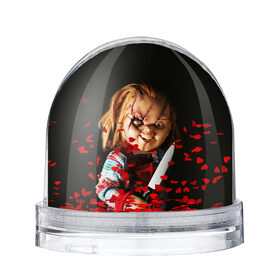 Снежный шар с принтом Чаки в Кировске, Пластик | Изображение внутри шара печатается на глянцевой фотобумаге с двух сторон | Тематика изображения на принте: chucky | кино | кровь | кукла | нож | ужасы | чаки