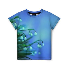 Детская футболка 3D с принтом Подснежники в Кировске, 100% гипоаллергенный полиэфир | прямой крой, круглый вырез горловины, длина до линии бедер, чуть спущенное плечо, ткань немного тянется | flower | весна | поле | полевой цветок | цветочки | цветы