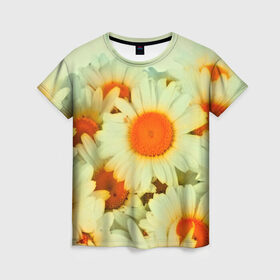 Женская футболка 3D с принтом Подсолнух в Кировске, 100% полиэфир ( синтетическое хлопкоподобное полотно) | прямой крой, круглый вырез горловины, длина до линии бедер | flower | лето | полевой цветок | цветочки | цветы