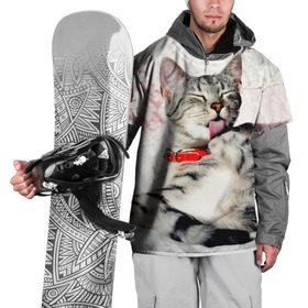 Накидка на куртку 3D с принтом Кошка в Кировске, 100% полиэстер |  | Тематика изображения на принте: cat | collar | heel | licking | lying | red | striped | кошка | красный | лежит | лижет | ошейник | полосатая | пятка