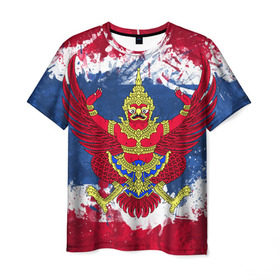 Мужская футболка 3D с принтом Таиланд в Кировске, 100% полиэфир | прямой крой, круглый вырез горловины, длина до линии бедер | Тематика изображения на принте: flag | garuda | thailand | гаруда | таиланд | флаг