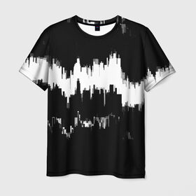 Мужская футболка 3D с принтом Черно-белый штрих в Кировске, 100% полиэфир | прямой крой, круглый вырез горловины, длина до линии бедер | краска | потертость | текстура | черно белый