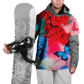 Накидка на куртку 3D с принтом Бабочки в Кировске, 100% полиэстер |  | flower | красные | цветочки | цветы