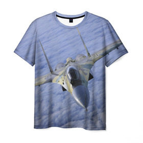 Мужская футболка 3D с принтом Су - 35 в Кировске, 100% полиэфир | прямой крой, круглый вырез горловины, длина до линии бедер | самолет