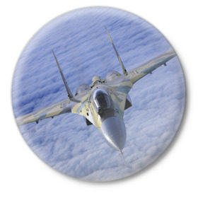 Значок с принтом Су - 35 в Кировске,  металл | круглая форма, металлическая застежка в виде булавки | самолет