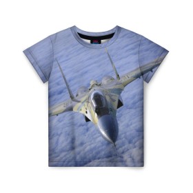Детская футболка 3D с принтом Су - 35 в Кировске, 100% гипоаллергенный полиэфир | прямой крой, круглый вырез горловины, длина до линии бедер, чуть спущенное плечо, ткань немного тянется | самолет