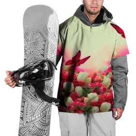 Накидка на куртку 3D с принтом Весна и бабочки в Кировске, 100% полиэстер |  | Тематика изображения на принте: flower | цветы