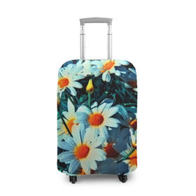 Чехол для чемодана 3D с принтом Полевые ромашки в Кировске, 86% полиэфир, 14% спандекс | двустороннее нанесение принта, прорези для ручек и колес | flower | лето | полевой цветок | цветочки | цветы