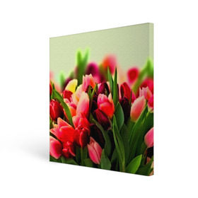 Холст квадратный с принтом Букет тюльпанов в Кировске, 100% ПВХ |  | flower | весна | цветочки | цветы