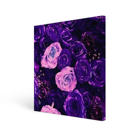 Холст квадратный с принтом Фиолетовые розы в Кировске, 100% ПВХ |  | flower | прикцветочки | розы | цветы