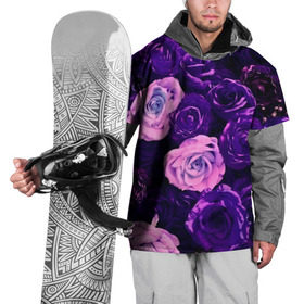 Накидка на куртку 3D с принтом Фиолетовые розы в Кировске, 100% полиэстер |  | flower | прикцветочки | розы | цветы