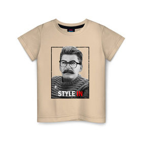 Детская футболка хлопок с принтом Style in в Кировске, 100% хлопок | круглый вырез горловины, полуприлегающий силуэт, длина до линии бедер | Тематика изображения на принте: stalin | сталин