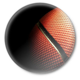 Значок с принтом Баскетбольный мяч в Кировске,  металл | круглая форма, металлическая застежка в виде булавки | Тематика изображения на принте: баскетбол | мяч | оранжевый | спорт | стритбол
