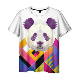 Мужская футболка 3D с принтом Панда в Кировске, 100% полиэфир | прямой крой, круглый вырез горловины, длина до линии бедер | panda | геометрические животные | животные | иллюстрация | панда