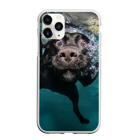 Чехол для iPhone 11 Pro Max матовый с принтом Пес дайвер в Кировске, Силикон |  | вода | гребет | дайвер | животное | купается | лапы | нос | пес | плавец | плывет | под водой | прикольный | пузыри | смешной | собака | щенок