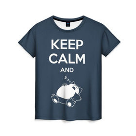 Женская футболка 3D с принтом Keep calm and zzz в Кировске, 100% полиэфир ( синтетическое хлопкоподобное полотно) | прямой крой, круглый вырез горловины, длина до линии бедер | cat | cute | keep calm | sleep | zzz | будь спокоен | кот | котик | кошак | милый | с надписью | спящий