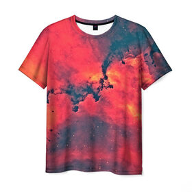 Мужская футболка 3D с принтом Звёздное пространство в Кировске, 100% полиэфир | прямой крой, круглый вырез горловины, длина до линии бедер | Тематика изображения на принте: space | вселенная | космический | космос | красный